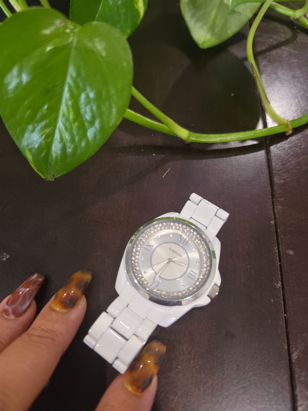 White Crystal Accent Ceramic Bracelet Watch - Brand: Bebe